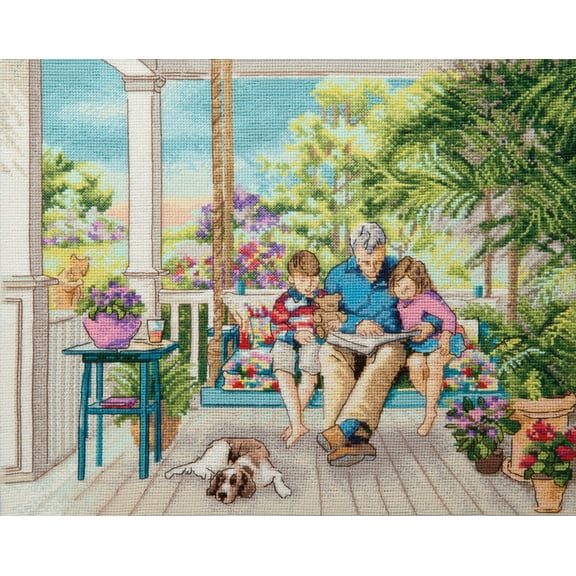 M-486C Counted cross stitch kit "Reading fairy tales"