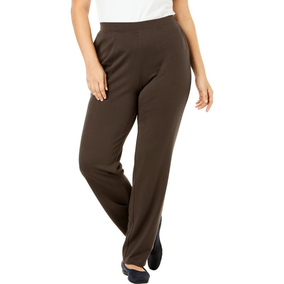 Woman Within Plus Size Tall Straight-Leg Stretch Ponte-Knit Pull-On Pants