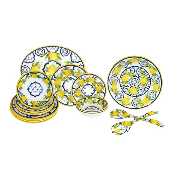 Le Cadeaux Ensemble de Vaisselle en Mélamine de Luxe 16 Pcs, Service pour 4 (Palerme)