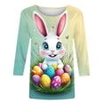 thumbnail image 5 of VKOYWKM Easter Shirts for Women Cute Bunny Rabbit Eggs Graphic Tees Casual 3/4 Length Sleeve Women Tops Loose Fit Crew Neck Easter Tshirts, 5 of 5