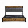 thumbnail image 4 of Bed Frame - Full Size, Storage Headboard, 2 Outlets & USBs, 4 Drawers, RGB Lights, Brown & Gray, 4 of 17