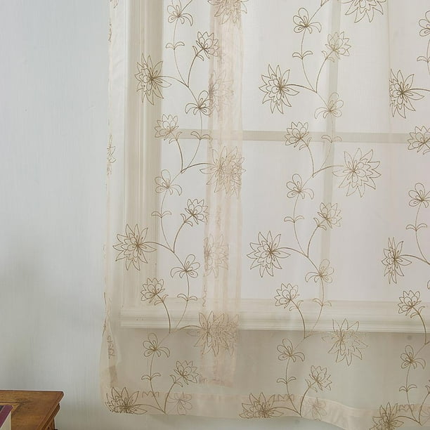 ESLIR - Estor Con Trabillas, Cortina Transparente Con Trabillas, Bordado, Moderno, Blanco, 120 X 140 Cm, 1 Pieza