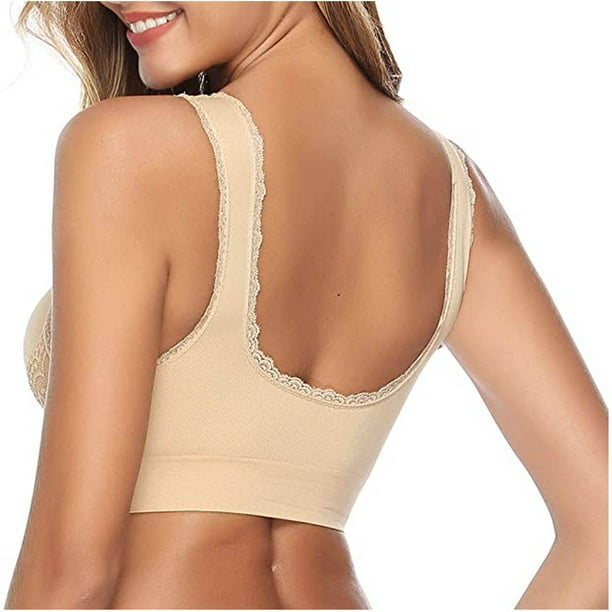 XZNGL Sexy Summer Tops for Women Women Plain Color Front Cross Side Lace  Sports Bra Full Cup Bra Vest Tops Sexy Sports Bras for Women Tops for Women  Casual Summer Sexy Lace