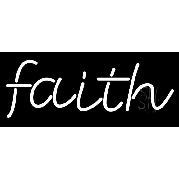 White Faith LED Neon Sign 10" Tall x 24" Wide - inches Black Square Cut Acrylic Backing, with Dimmer - Premium built indoor Sign for Home décor, Event, Religious place, Store interior, Office.