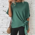 thumbnail image 4 of Green M WIZUTIZ Short Sleeve Shirts for Women up to 50% Off Casual Plain Retro Fluffy Tops Solid Oversize Short Sleeve Tshirts Plus Crew Neck Shirts Tunics Trendy Tee Athletic Ladies Tshirt T-shirt, 4 of 5