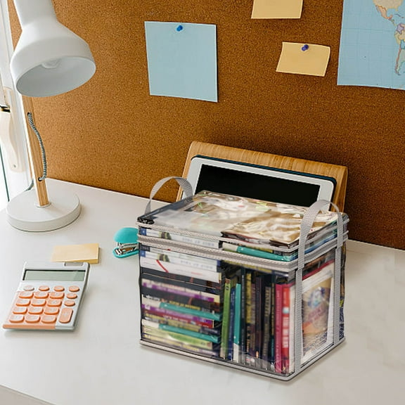 Vintage Style Book Storage Box with Transparent Moisture-Proof Design for Classroom, Home Library and Office Supplies Organization - Artifact Preservation and Document Book Bag Organizer