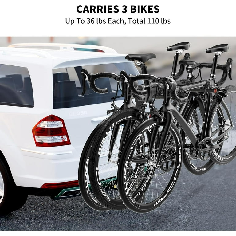 WEIZE 3 Bike Hitch Mount Rack with 1 1 4 and 2 Hitch for SUVs Cars Trucks Foldable Carrier Tiltable Bicycle Racks with No Wobble U Bolt and