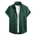thumbnail image 3 of Men's Casual Button-Down Shirts Hawaiian Shirt Lapel Neck Solid Color Blouse Tropical Beach Shirt Slim Fit Holiday Floral Short Sleeve Shirt T Shirt Summer Shirts Men, 3 of 6