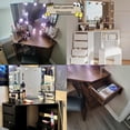 thumbnail image 3 of Corner Vanity Desk Set with 3-Folding Lighted Mirror, Power Outlet, 5 Rotating Drawers, Storage Bench, and Adjustable Lighting – Makeup Vanity Table and Stool for Bedroom – Rustic Brown, 3 of 8