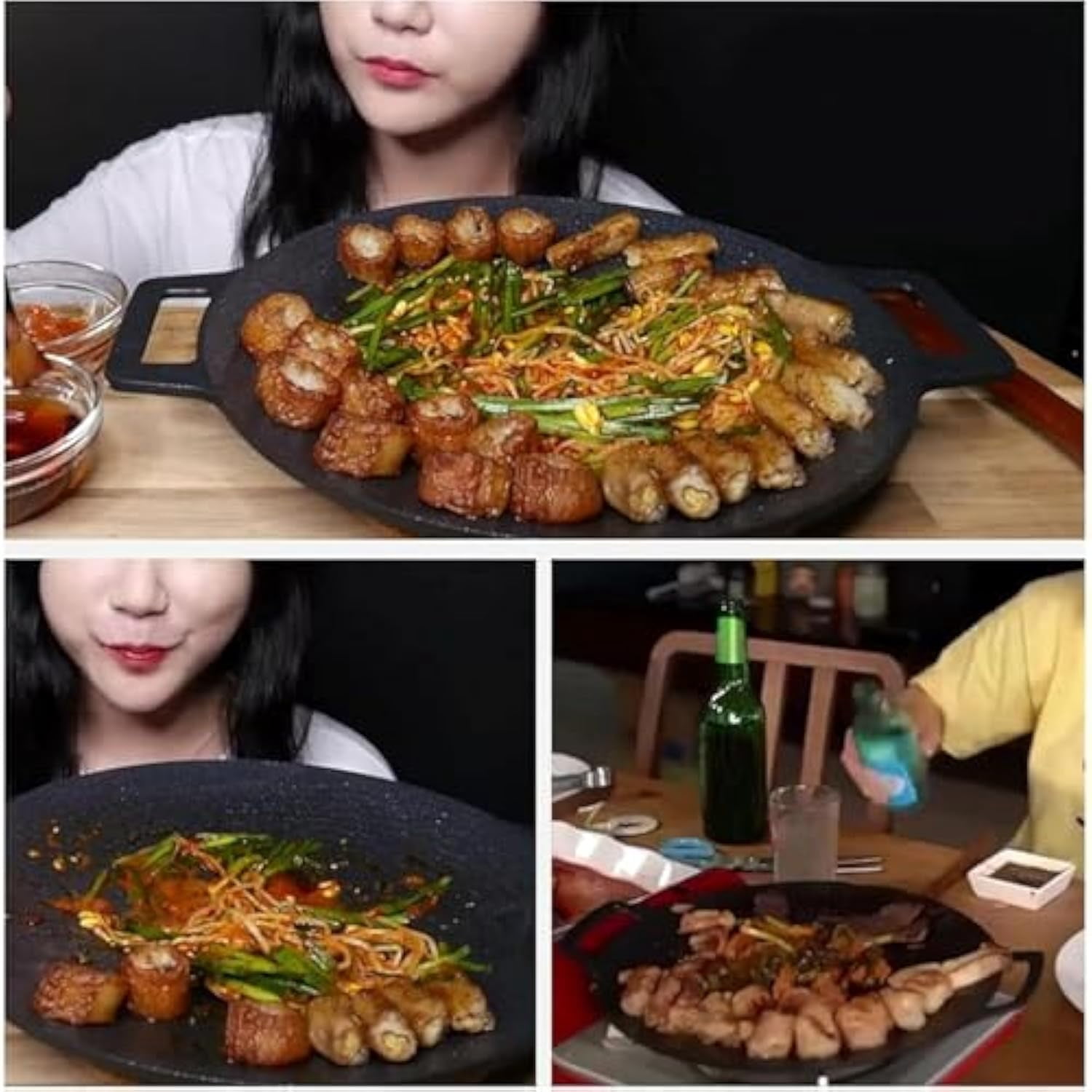 Consecutivte Non-Stick Round Baking Pan, Korean Grill Pan For Indoor Cooking, For Home Kitchen Camping Travel, With Clip (34cm/13.38in)