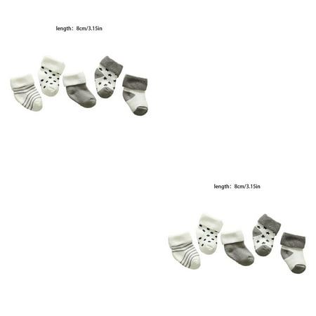 

2pcs 5 Pair Baby Cotton Socks Set Newborn Infant Warm-keeping Cotton Socks with Elastic Opening Grey S