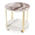 thumbnail image 7 of Michael Amini Ariana Faux-Marble End Table - White/Gold, 7 of 7