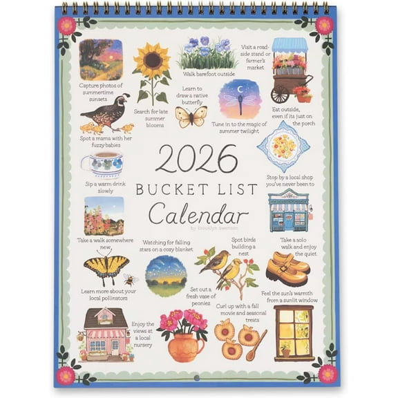 2026 Bucket List Calendar, Monthly Budget Planner, Spiral Bound Art Planner Notebook, Monthly Bucket List Wall Calendar for Meet You Where You Are