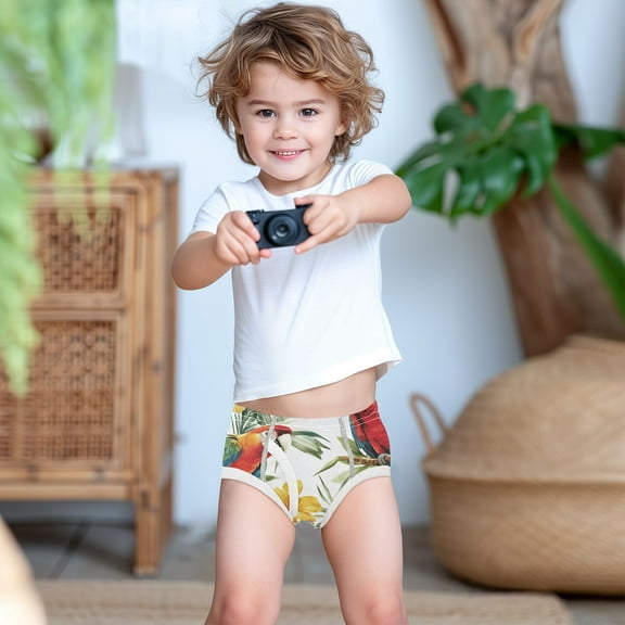 Ckdifva Parrots in Leaves Boys Underwear Briefs Cotton Panties Active Stretch Briefs One Pack