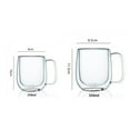 Double Walled Glass Coffee Mugs (350ml), Thermal Insulated Borosilicate Glass Cups with Handle