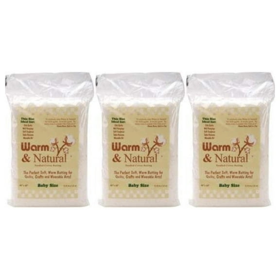 Warm Company Warm Company Warm and Natural Cotton Batting Crib Size 45 inch x 60 inch 2322 (3-Pack)