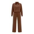thumbnail image 6 of Floleo Women's Collared Button Front Top and Pants Set with Pockets Elastic Waist Long Sleeve Solid Color Loose Fit for Work Travel Home Daily Wear, 6 of 6