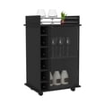 thumbnail image 6 of Black Rolling Bar Cart with Glass Door, 2 Shelves & Liquor Cubbies - Spacious Top Surface, Locking Casters - Mobile Serving Trolley for Home Bar, Kitchen, Dining Room, Party - 16.3" x 21.6" x 35", 6 of 8