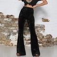 thumbnail image 3 of BAETEUY Women Flared Pants with Elastic High Waist - Solid Color Wide Leg Trousers, 3 of 7