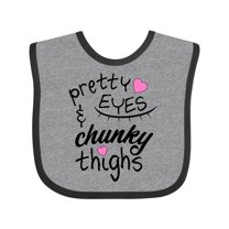 Inktastic Pretty Eyes and Chunky Thighs Pink Hearts Boys or Girls Baby Bib