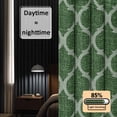 thumbnail image 3 of Dark Green Moroccan Blackout Curtains for Bedroom/Living Room, Pinch Pleated Black Out Curtains, Middle Century Quatrefoil Plaid Art Room Darkening Window Drapes with Hooks 2 Panels, 39"x70", 3 of 8