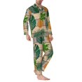 thumbnail image 2 of Fotbe Pineapples Palm Leaves Pijama de Hombre con Estampado de Manga Larga, Conjunto de 2 Piezas, Ropa de Dormir Suave y Cómoda con Bolsillos-Large, 2 of 7
