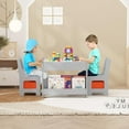 thumbnail image 4 of Bingirl 4-in-1 Table and Chair Set, Wooden Activity Table with 2Chairs/ Storage Drawer,Detachable Tabletop, for Kids Drawing, Reading, Crafts, Art,Homework,, 4 of 7