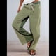 thumbnail image 4 of Pantalones de Rayas de Tiro Bajo para Mujer, Estilo Bohemio, con Cordón Ajustable y Pernera . Verde M, 4 of 10