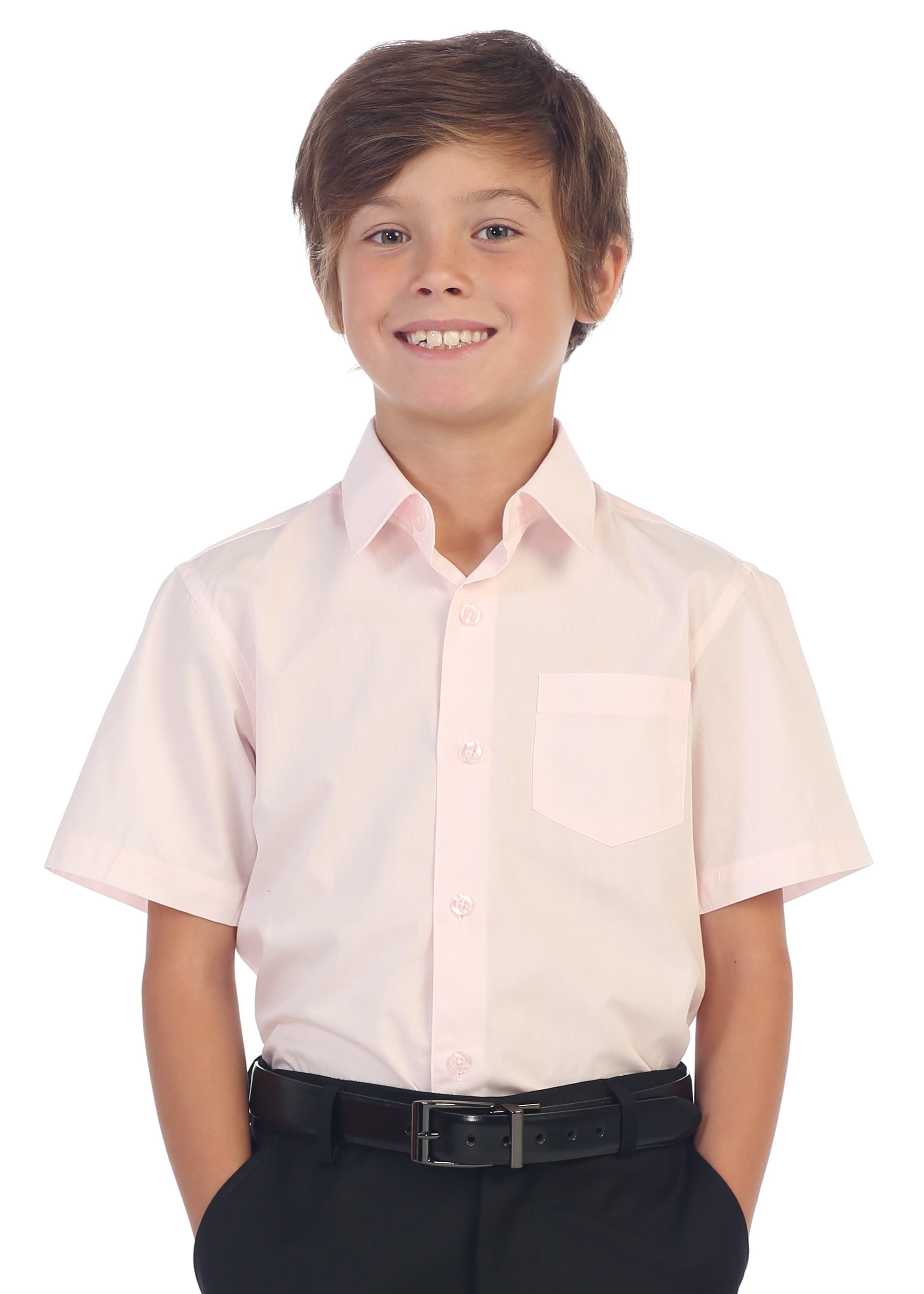 Gioberti Boy's Short Sleeve Solid Dress Shirt 