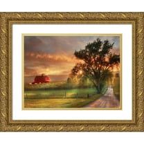 Deiter, Lori 18x15 Gold Ornate Wood Framed with Double Matting Museum Art Print Titled - Country Lane Sunset