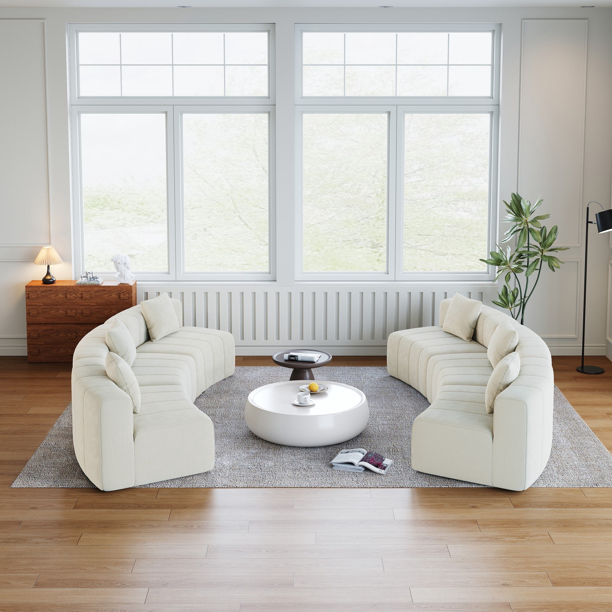 Sailvan Curved Sectional Sofa, Modular Chenille Semi Circular Sofa with 6 Pillows, No Assembly Modern Cloud Couch for Living Room & Office Beige