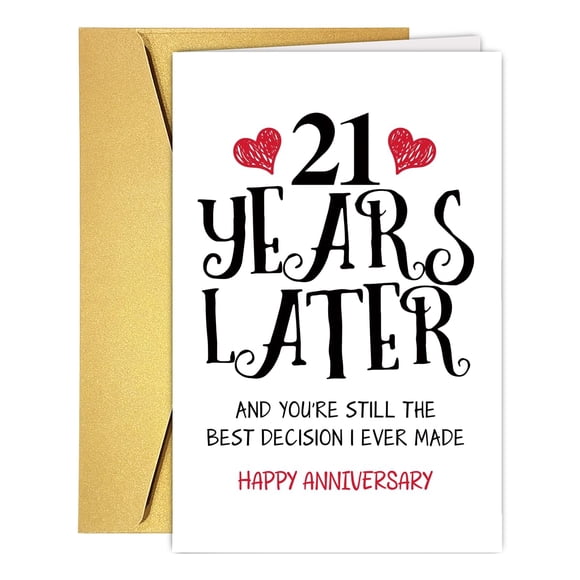 Tarjeta de aniversario RUALOVE Romantic 21 años para marido y mujer