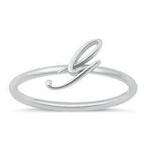 CHOOSE YOUR STYLE Script "G" Ring .925 Sterling Silver Initial Letter Band Jewelry Female Size 6