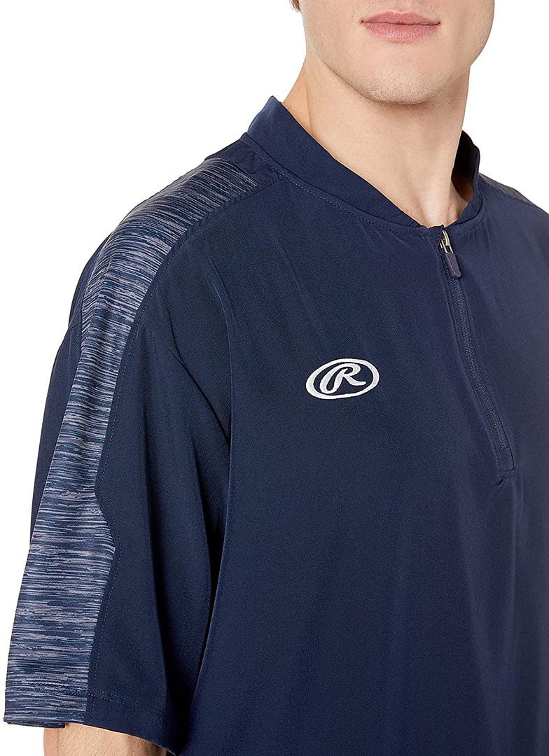 Rawlings Launch Short Sleeve Adult Cage Batting Practice Jacket, Navy,  Small 