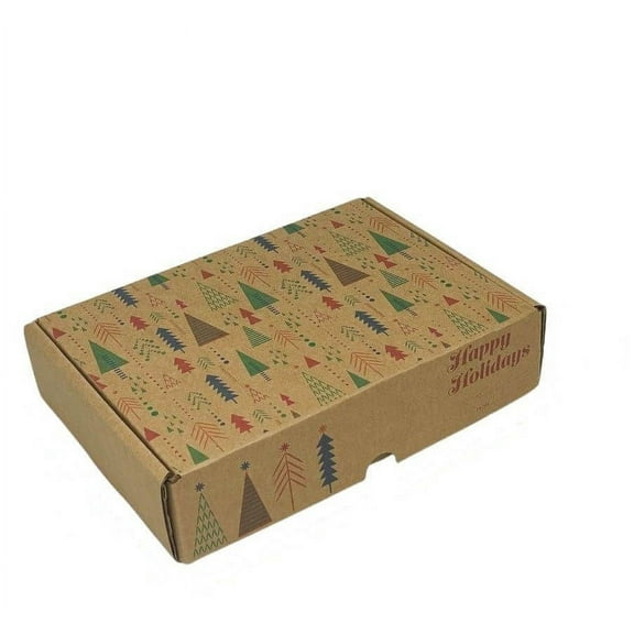 Ucanpack Christmas Box Shipping Box 8 x 6 x 4" - Xmas Pine Trees Printed Holiday Mailing Boxes - Holiday Shipping Box Made In USA Christmas Small Business Supplies