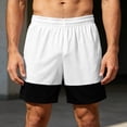 thumbnail image 4 of asjyhkr Basketball Shorts Mens Workout Activewear Elastic Waist Breathable Color Blocked Relaxed Gym Shorts(X-Large,White), 4 of 7