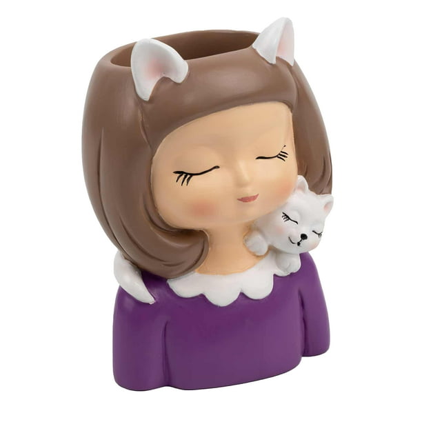 Bearachild Maceta de flores suculentas, maceta creativa con forma de niñas lindas, maceta, jarrón de resina para niñas, maceta de cactus suculenta, Decoración del hogar Violeta Bearachild HA026385-02