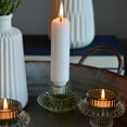 thumbnail image 6 of WHW 3 Piece Shorty Convertible Green and Clear Lacquered Glass Ribbed Tealight or Taper Candle Holders, 6 of 6