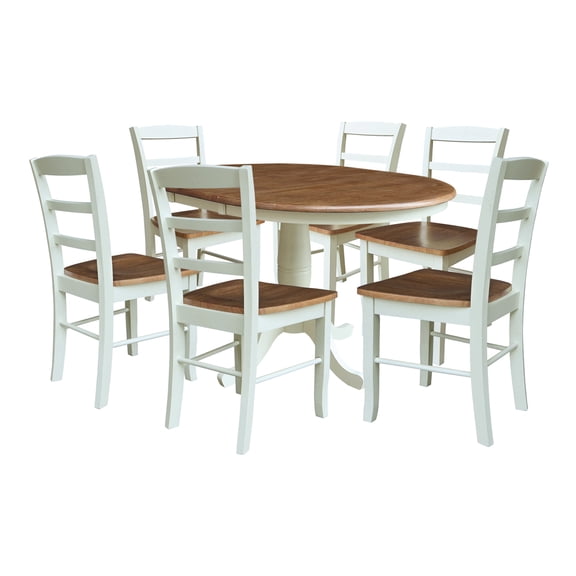 36" Round Extension Dining Table with 6 LadderBack Dining Chairs   Multi Color