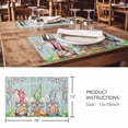thumbnail image 3 of Placemats Set of 6, Easter Bunny Gnomes Woven Placemat, Linen Place Mats for Kitchen/Dining Tables, Spring Easter Eggs Floral Teal Wood Washable Table Mats for Party, 3 of 8