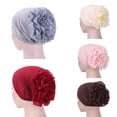 thumbnail image 4 of Women Lady Solid Color Head Scarf Flower Hat Cap Cotton Bandana Headwrap, 4 of 10