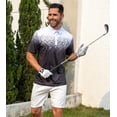 thumbnail image 5 of Aideaone Men Golf Polo Shirts Short Sleeve Button Down Gradient Tropical 3D Print Dry Fit Moisture Wicking Athletic Performance Shirt, 5 of 7