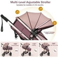 thumbnail image 6 of Minikid Baby Stroller, 3 in 1 Convertible Newborn Bassinet Stroller with Adjustable Backrest and Awning, Travel Stroller, Brown, 6 of 9