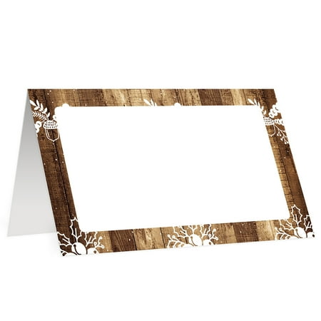 Christmas Buffet Ideas Rustic Christmas Place Cards ( 50 Count ) Woodgrain Holiday Escort Cards Formal Dinner Table Tent Buffet Labels Faux Bois Folded Tented Name Place Setting Tags 3.5 x 2 Inches Digibuddha EP0068 ()
