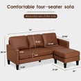 thumbnail image 4 of Haverchair Faux Leather Sectional Sofa, L Shaped Sofa with Reversible Chaise Convertible Sectional Couch 3-Seater Modern Small Couches for Small Space,Brown, 4 of 9