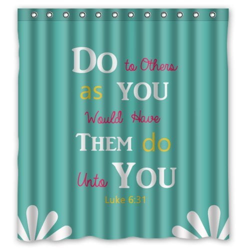 ARTJIA Bible Verses Blue Word Waterproof Bathroom Fabric Shower Curtain 66x72 inches
