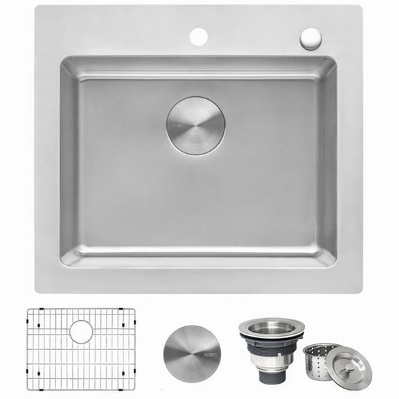 Ruvati USA RVM5025 25 x 22 in. Drop-in Topmount 16 Gauge Stainless Steel Single Bowl Kitchen Sink