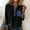#0297-Black, variant on Womens Tops Denim Patchwork Sweatshirts, Long Sleeve Denim Lapel V Neck Buttons Closure Pullover Tops,Casual Waffle Knit Shirts with Pocket