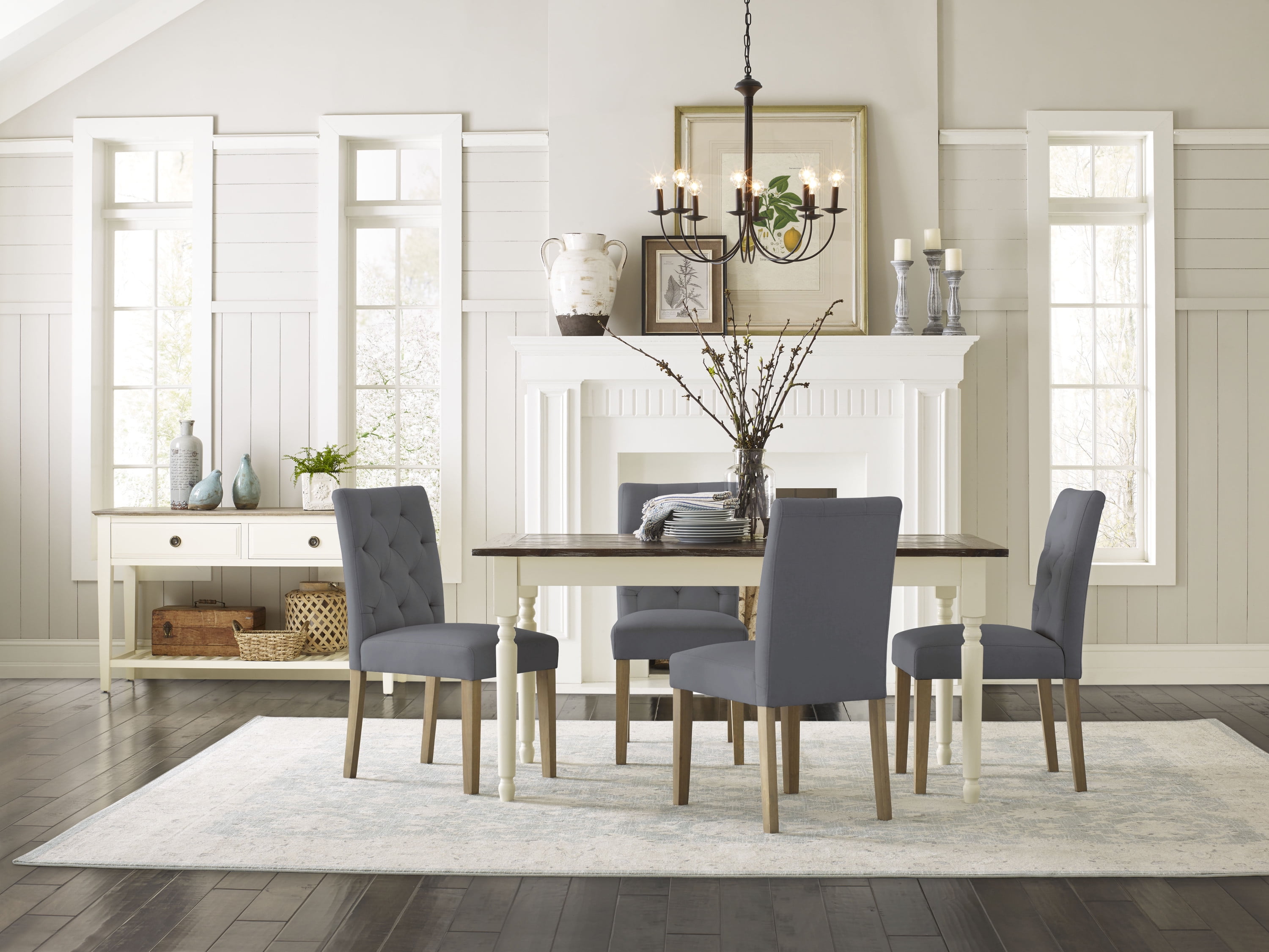 Finch Westport Tufted Armless Dining Side Chairs, Cottage Gray (Set of 2)