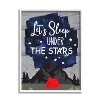 Stupell Industries Sleep Under the Stars Mountain Camping Tent Grain Pattern Framed Wall Art, 16 x 20, Design by Linda Birtel